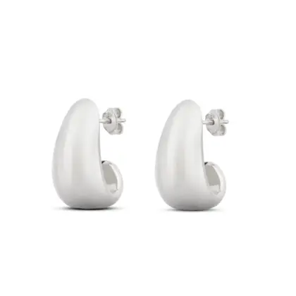 Orecchini Argento 925 Donna | Goccia Bombata Lobo | Bottone Vintage Minimal