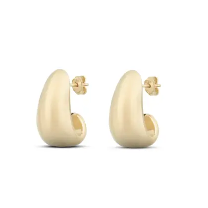 Orecchini Argento 925 Dorato Donna | Goccia Bombata Lobo | Bottone Vintage Minimal