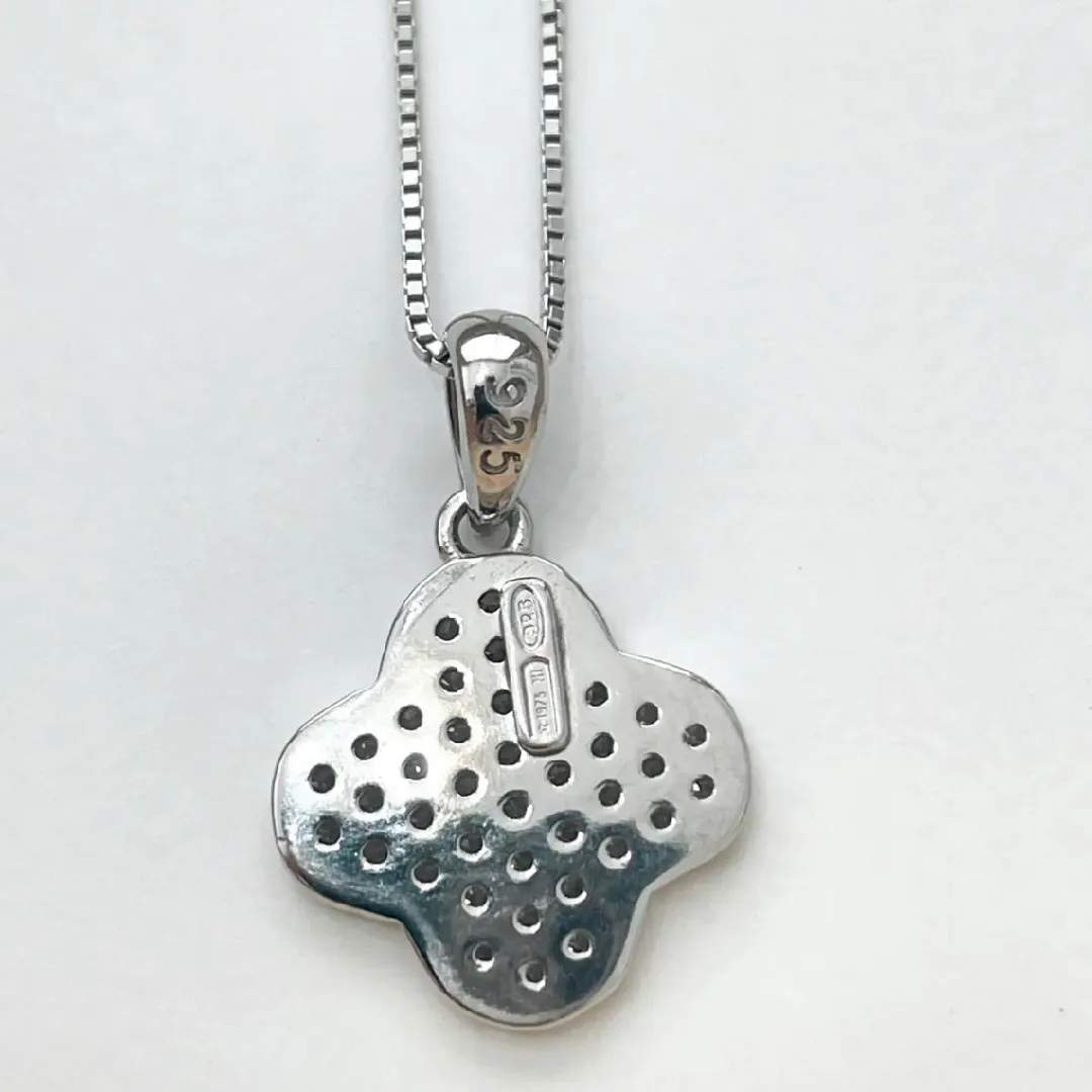 Collana Argento 925 Donna | Ciondolo Quadrifoglio Trifoglio | Pave Zirconi - immagine 6