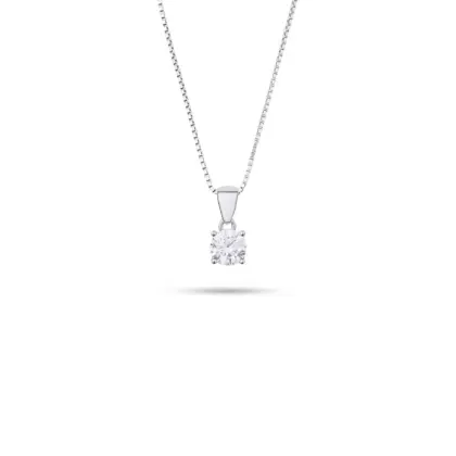 Collana Argento 925 Donna | Punto Luce Solitario | Zircone Cubico | Girocollo