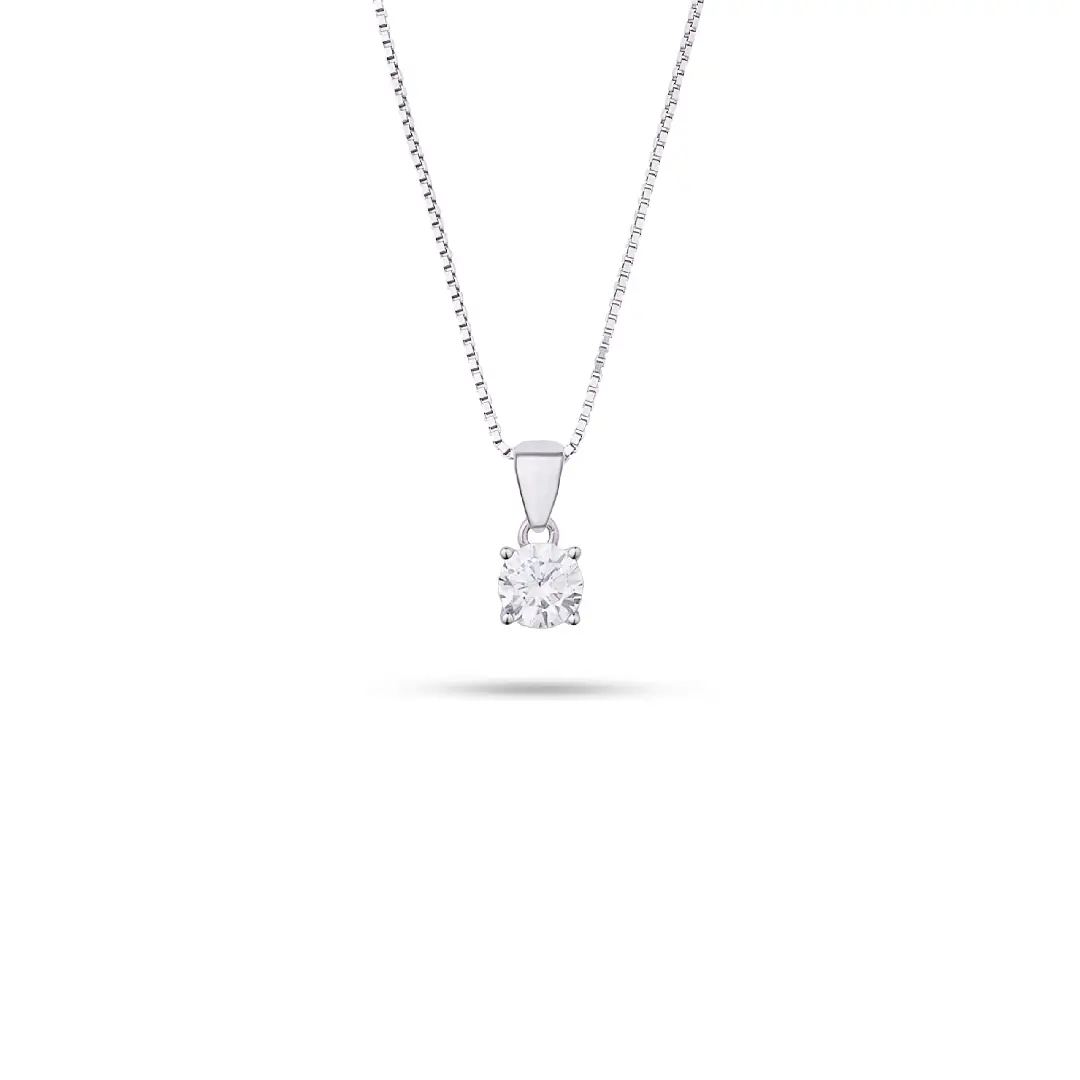 Collana Argento 925 Donna | Punto Luce Solitario | Zircone Cubico | Girocollo