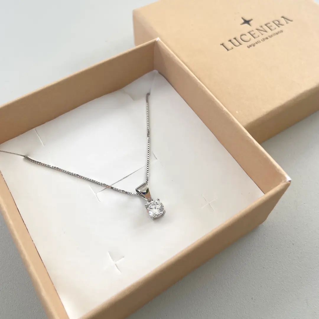 Collana Argento 925 Donna | Punto Luce Solitario | Zircone Cubico | Girocollo - immagine 3