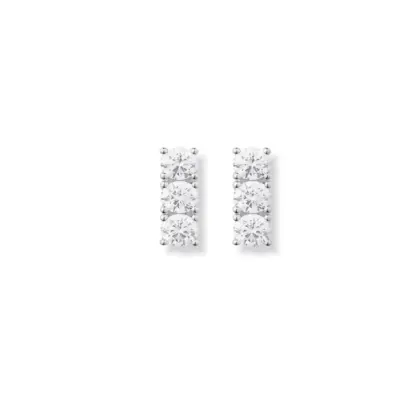 Orecchini Argento 925 Donna | Trilogy 3 Pietre | Zirconi Cubici | Mezzo Cerchio | Lobo